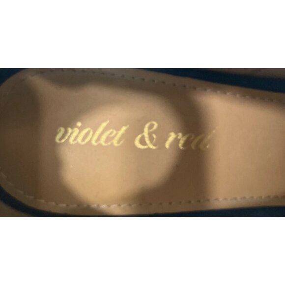 Violet & Red Reese Navy Suede Wedge Booties Size 7 Open-toe Everyday Comfort - Picture 6 of 7